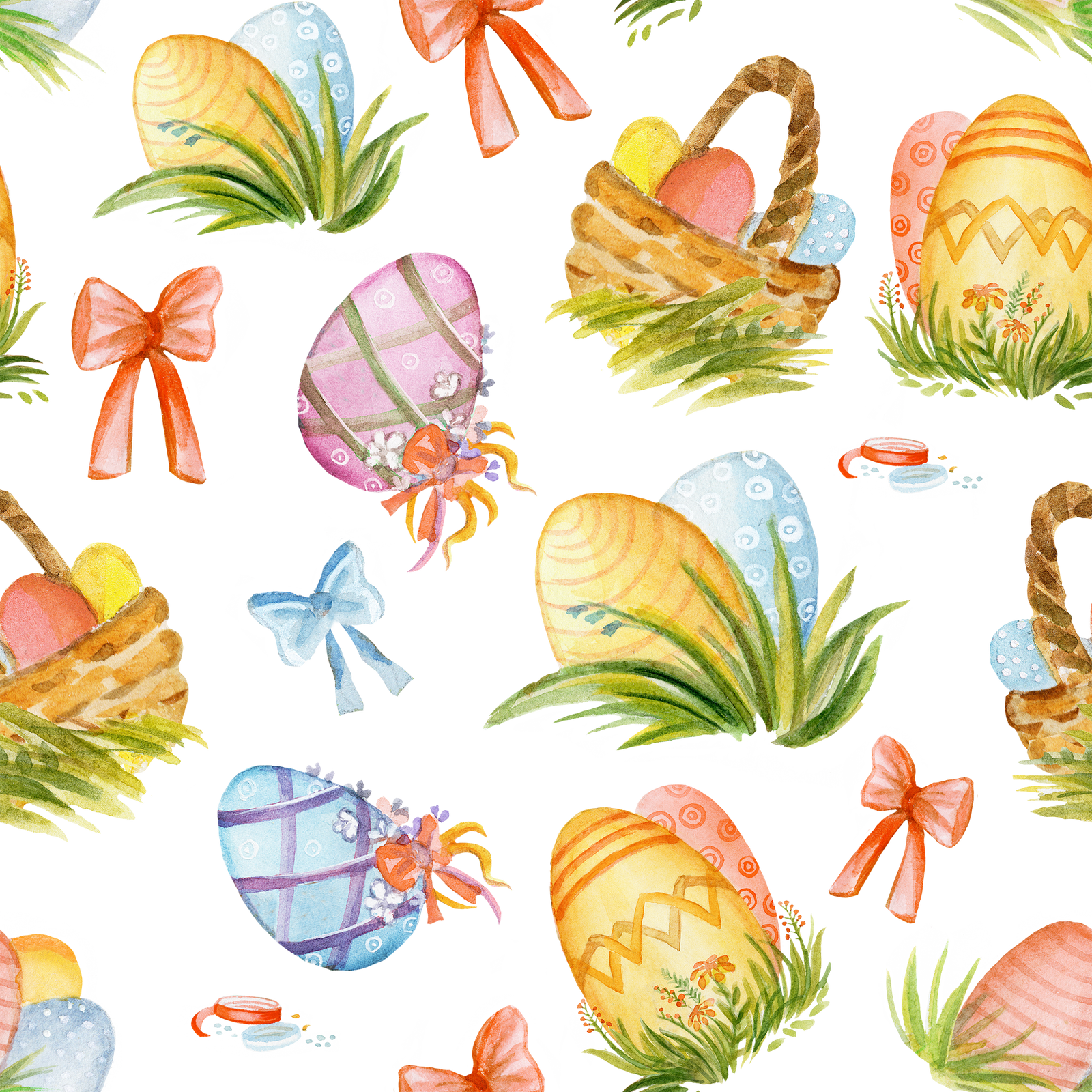 Watercolor illustration seamless pattern Easter 3